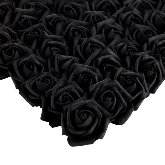 Bright Creations; Bright Creations Stemless Artificial Roses - Black Artificial Flowers for Crafts - Soft Foam Roses for DIY Arrangements - 200 Count, 2 in Dia & 1.3 in H; Category:Floral Arrangements; Image:1